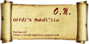 Offák Mahália névjegykártya